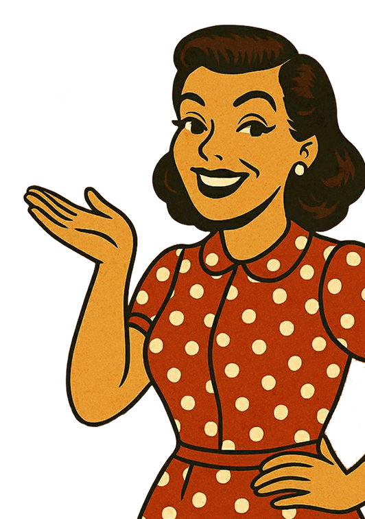 Illustration of a woman in polka dots