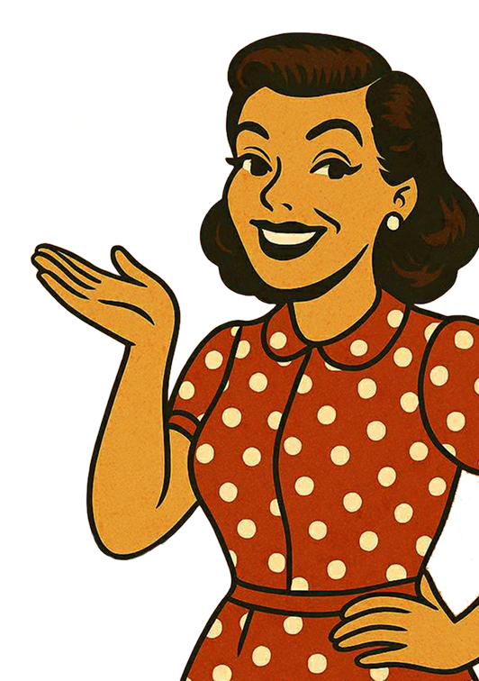 Illustration of a woman in polka dots